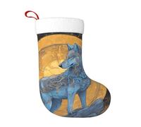 WZYWHJ Calcetín de Navidad - Calcetín decorativo festivo de felpa para fiestas de vacaciones y regalos, estampado holográfico de lobo