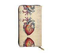 Wzywhj Cartera larga de cuero para mujer con múltiples compartimentos y cremallera, diseño de anatomía humana, patrón de corazón, Black, Talla única