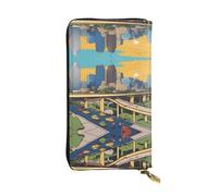 Wzywhj Cartera larga de cuero para mujer con múltiples compartimentos y diseño de cremallera con dibujos animados de Austin Texas, Black, Talla única