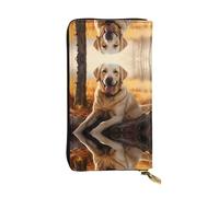 Wzywhj Cartera larga de cuero para mujer con múltiples compartimentos y diseño de cremallera con estampado de perro labrador retriever, Black, Talla única