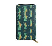 Wzywhj Cartera larga de cuero para mujer con múltiples compartimentos y diseño de la estatua de la libertad en estampados de Nueva York, Black, Talla única