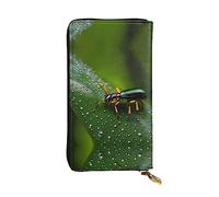 Wzywhj Cartera larga de piel para mujer, con múltiples compartimentos y cremallera, diseño de arco iris, insectos, Black, Talla única