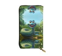 Wzywhj Cartera larga de piel para mujer, con múltiples compartimentos y cremallera, diseño de caricatura, estampado de serpiente cobra, Black, Talla única