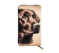 Wzywhj Cartera larga de piel para mujer, con múltiples compartimentos y cremallera, diseño de labrador retriever marrón, Black, Talla única