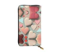 Wzywhj Cartera larga de piel para mujer con múltiples compartimentos y diseño de cremallera, estampado de amor, Black, Talla única