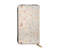 Wzywhj Cartera larga de piel para mujer con múltiples compartimentos y diseño de cremallera, estampado de mármol y terrazo pastel, Black, Talla única