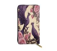 WZYWHJ Cartera larga de piel para mujer con múltiples compartimentos y diseño de cremallera, un par de patrones de fénix