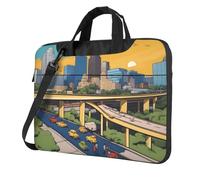 WZYWHJ Cartoon Austin Texas Prints - Bolsa para portátil con interior suave, múltiples bolsillos, ideal para hombres, viajes y negocios, color negro, 13 pulgadas