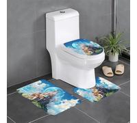 WZYWHJ Castle in The Bubble - Juego de 3 alfombrillas de baño con estampado de burbujas, antideslizantes, duraderas, fáciles de limpiar, adecuadas para baño e inodoro
