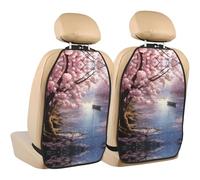WZYWHJ Cherry Blossoms by The Lake Prints - Almohadilla de almacenamiento antideslizante para asiento de coche, 2 piezas, bolsa de almacenamiento multifuncional, protector de asiento después de la