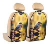 WZYWHJ Cojín de almacenamiento para asiento de coche con estampado de pájaros de laguna, 2 piezas, protector de asiento multifuncional después de la instalación
