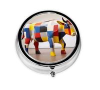 WZYWHJ Cool Bull Riding - Caja de medicina circular de almacenamiento, portátil de viaje con compartimentos, mini dispensador de píldoras