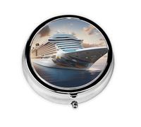 WZYWHJ Cool Cruise Ship Prints - Caja de medicina circular de almacenamiento, portátil de viaje con compartimentos, mini dispensador de píldoras
