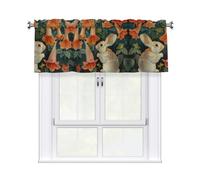 WZYWHJ Cortinas cortas con cenefa de 137 x 45,7 cm, diseño de conejito bajo la gloria de la mañana, fácil de instalar, para cocina, baño, lavandería, estudio