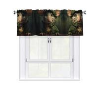 WZYWHJ Cortinas cortas con cenefa de 137 x 45,7 cm, estampado de cornudo de ratón pequeño, fácil de instalar, para cocina, baño, lavandería, estudio