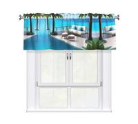 WZYWHJ Cortinas cortas con cenefa de 137 x 45,7 cm, impresión Love Island on The S, fácil de instalar, para cocina, baño, lavandería, estudio
