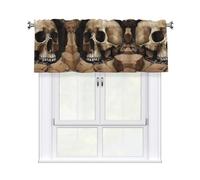 WZYWHJ Cortinas cortas con cenefa de 54 x 18 pulgadas, diseño de calavera en el pozo, fácil de instalar, para cocina, baño, lavandería, estudio