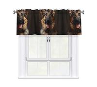 WZYWHJ Cortinas cortas con cenefa de 54 x 18 pulgadas, estampado de pastor alemán leal, fácil de instalar, para cocina, baño, lavandería, estudio