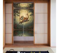 WZYWHJ Cortinas estampadas Little Tiger on The Swing - Separadores de habitación versátiles para el hogar, oficina, cocina, baño - Cortina elegante y funcional de 34 x 56 pulgadas