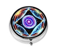 WZYWHJ Cosmic Stars Printing - Caja de medicina circular de almacenamiento, portátil de viaje con compartimentos, mini dispensador de píldoras