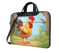 WZYWHJ Creative Cartoon Chicken Prints - Bolsa para portátil con interior suave, múltiples bolsillos, ideal para hombres, viajes y negocios, color negro, 14 pulgadas