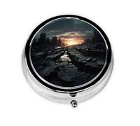 WZYWHJ Dark Skies - Caja de almacenamiento circular para medicinas, portátil de viaje con compartimentos, mini dispensador de píldoras