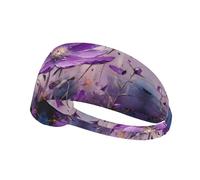 WZYWHJ Diadema suave y absorbente para entrenamiento de baloncesto rojo, accesorio ideal para el cabello para yoga, correr y mucho más. Pequeñas flores silvestres moradas impresas
