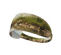 WZYWHJ Diadema suave y absorbente para entrenamiento de baloncesto rojo, accesorio ideal para el cabello para yoga, correr y mucho más. Impresión de río transparente