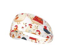 WZYWHJ Diadema suave y absorbente para entrenamiento de baloncesto rojo, accesorio ideal para el cabello para yoga, correr y mucho más. Estampado de madre pollo y pollitos