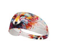 WZYWHJ Diadema suave y absorbente para entrenamiento de baloncesto rojo, accesorio ideal para el cabello para yoga, correr y mucho más. Impresión de zorro de colores