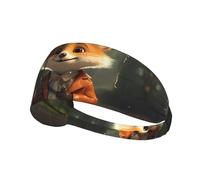 WZYWHJ Diadema suave y absorbente para entrenamiento de baloncesto rojo, accesorio ideal para el cabello para yoga, correr y mucho más. Impresión de zorro pequeño sosteniendo un paraguas