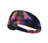 WZYWHJ Diadema suave y absorbente para entrenamiento de baloncesto rojo, accesorio ideal para el cabello para yoga, correr y mucho más. Impresión de lirio de los valles bajo la lluvia