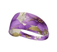 WZYWHJ Diadema suave y absorbente para entrenamiento de baloncesto rojo, accesorio ideal para el cabello para yoga, correr y mucho más. Hermosas flores moradas impresas