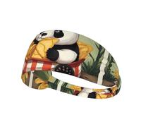 WZYWHJ Diadema suave y absorbente para entrenamiento de baloncesto rojo, accesorio ideal para el cabello para yoga, correr y mucho más. Panda en una bolsa de patatas fritas impreso