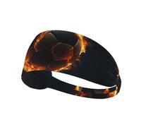 WZYWHJ Diadema suave y absorbente para entrenamiento de baloncesto rojo, accesorio ideal para el cabello para yoga, correr y mucho más. Impresión de fútbol ardiente