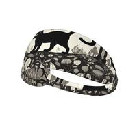 WZYWHJ Diadema suave y absorbente para entrenamiento de baloncesto rojo, accesorio ideal para el cabello para yoga, correr y mucho más. Gato negro en patrón de bosque extraño