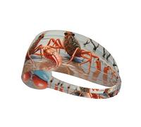 WZYWHJ Diadema suave y absorbente para entrenamiento de baloncesto rojo, accesorio ideal para el cabello para yoga, correr y mucho más. Impresión de cangrejos de río en la playa