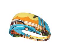 WZYWHJ Diadema suave y absorbente para entrenamiento de baloncesto rojo, accesorio ideal para el cabello para yoga, correr y mucho más. Impresión de coche bajo cocoteros