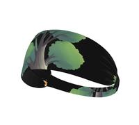 WZYWHJ Diadema suave y absorbente para entrenamiento de baloncesto rojo, accesorio ideal para el cabello para yoga, correr y mucho más. Impresión de zorro detrás del árbol