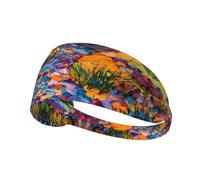 WZYWHJ Diadema suave y absorbente para entrenamiento de baloncesto rojo, accesorio ideal para el cabello para yoga, correr y mucho más. Estampado colorido de río