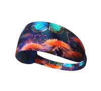 WZYWHJ Diadema suave y absorbente para entrenamiento de baloncesto rojo, accesorio ideal para el cabello para yoga, correr y mucho más. Impresión de mariposas en sueños