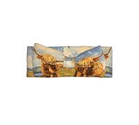 WZYWHJ Diademas con lazo para bebé con estampado de vacas de las tierras altas en el pastizal y accesorios elásticos para el cabello suave para recién nacidos y niñas