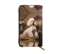 WZYWHJ Elegante cartera de cuero con estampado de caniche, bolso largo para mujer, material duradero, 12 ranuras para tarjetas, compartimentos con cremallera, color negro, talla única, Black, Talla