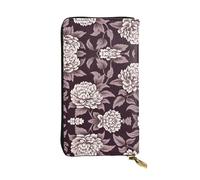 WZYWHJ Elegante cartera de cuero con estampado de crisantemo, bolso largo para mujer, material duradero, 12 ranuras para tarjetas, compartimentos con cremallera, color negro, talla única, Black, Talla