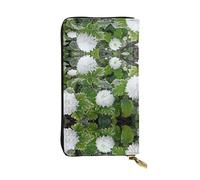 WZYWHJ Elegante cartera de cuero con estampado de crisantemo después de las heladas, bolso largo para mujer, material duradero, 12 ranuras para tarjetas, compartimentos con cremallera, color negro,