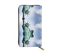 WZYWHJ Elegante cartera de cuero con estampado de Estatua de la Libertad en Nueva York, bolso largo para mujer, material duradero, 12 ranuras para tarjetas, compartimentos con cremallera, negro, talla
