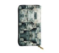 WZYWHJ Elegante cartera de cuero con estampado de fragmentos de bloque, bolso largo para mujer, material duradero, 12 ranuras para tarjetas, compartimentos con cremallera