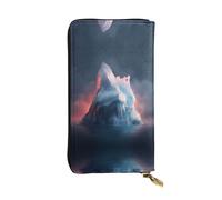 WZYWHJ Elegante cartera de cuero con estampado de iceberg derretido, bolso largo para mujer, material duradero, 12 ranuras para tarjetas, compartimentos con cremallera