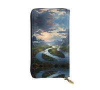 WZYWHJ Elegante cartera de cuero estampada The Mighty River - Bolso largo para mujer, material duradero, 12 ranuras para tarjetas, compartimentos con cremallera