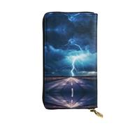 WZYWHJ Elegante cartera de cuero impresa Lightning in a flash, bolso largo para mujer, material duradero, 12 ranuras para tarjetas, compartimentos con cremallera, color negro, talla única, Black,